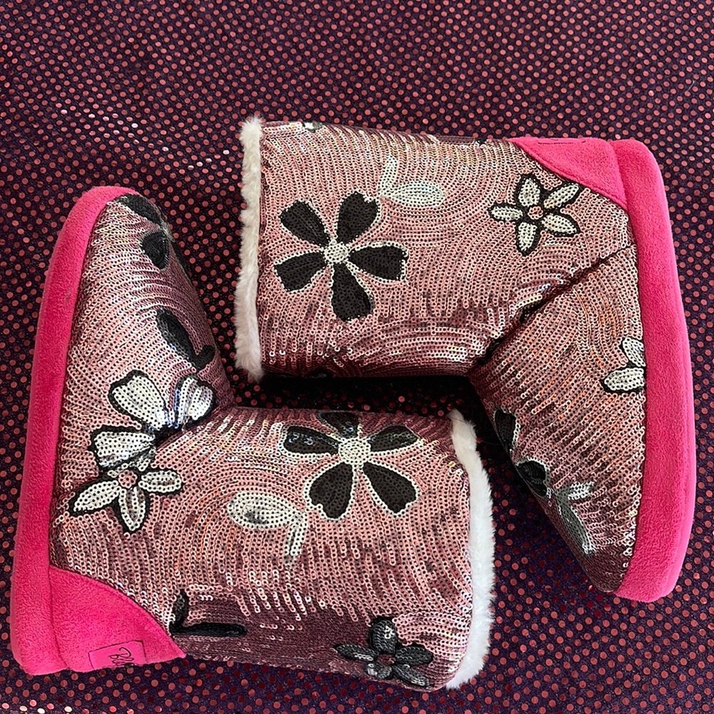 Ladies Boot Slippers Sequins Size S 5/6